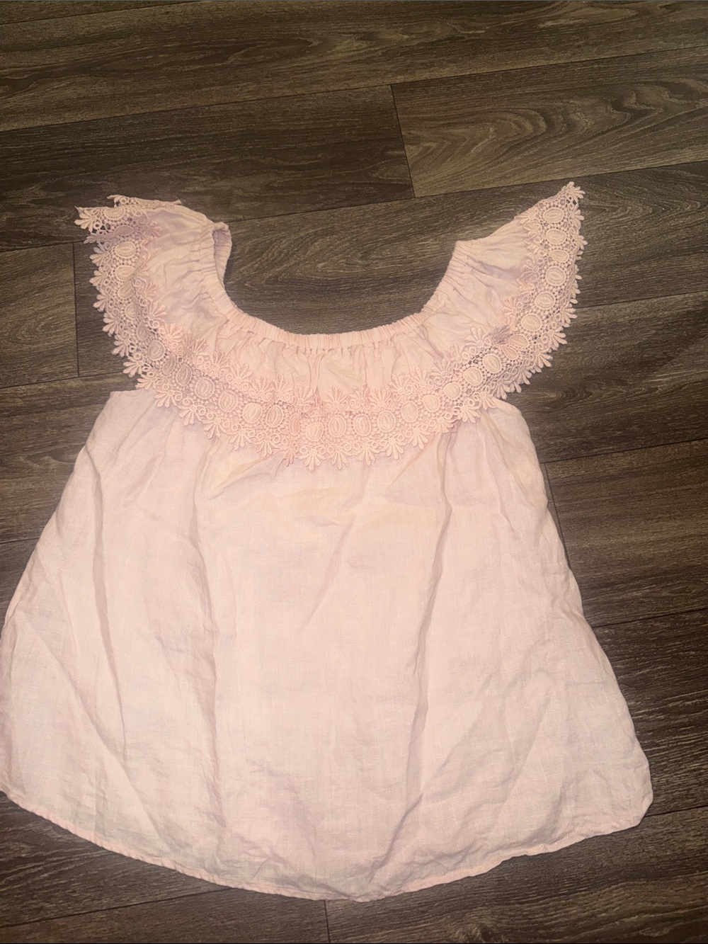 Melissa Paige Pale Pink Lace-Trim Off-Shoulder Top